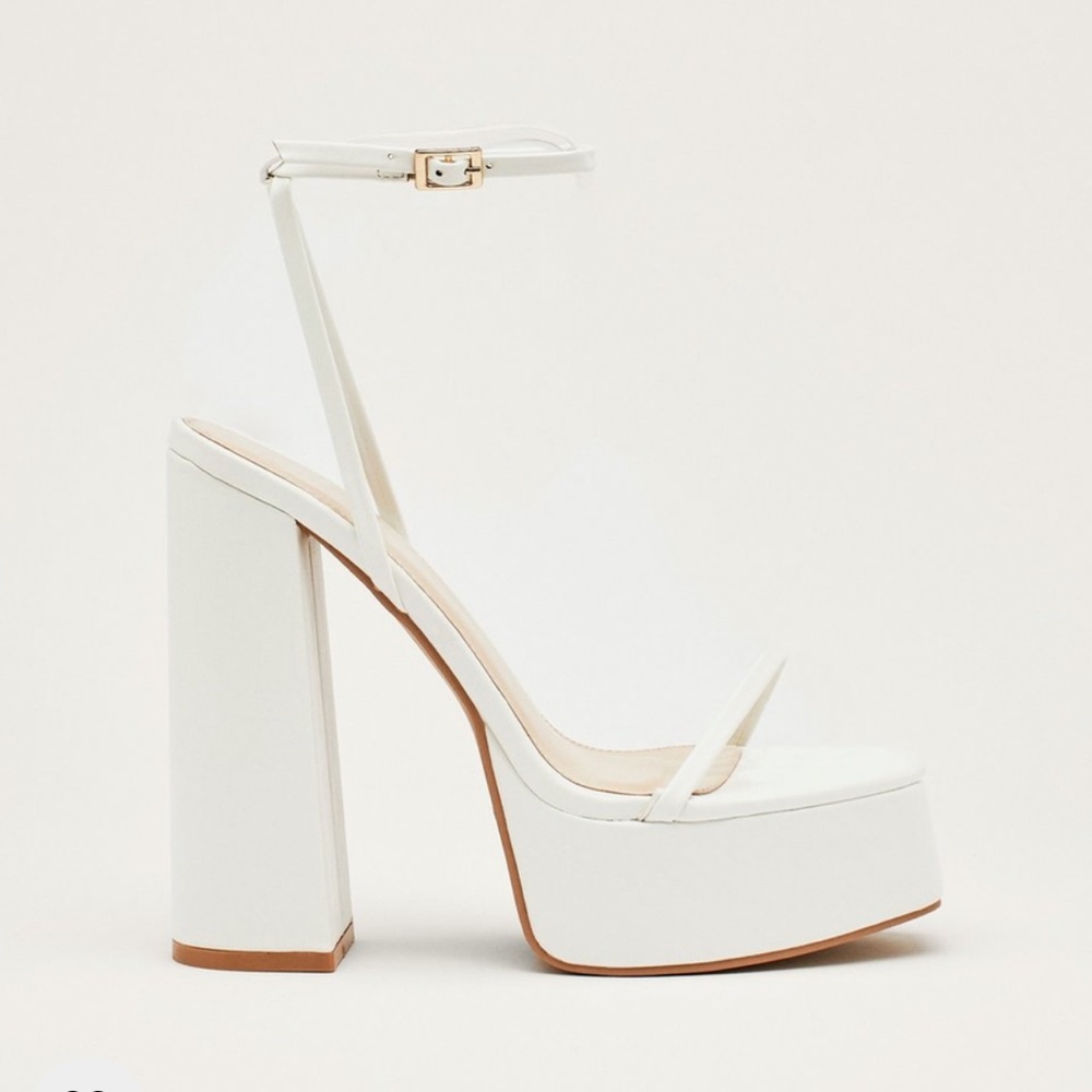 Nasty Gal Leather Platform Strappy Block Heels